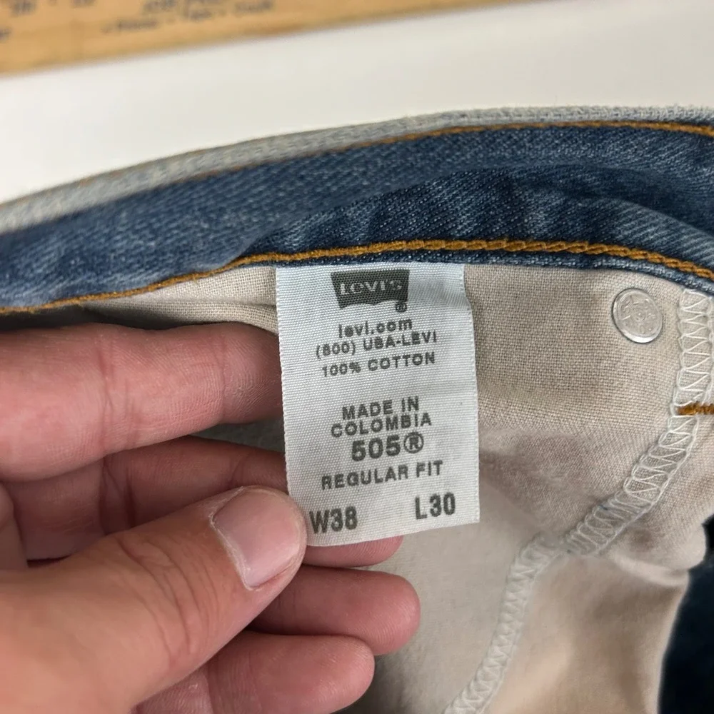 Levi's 505 Regular Fit Jeans Mens 38x30 Blue Straight Leg Denim 2007